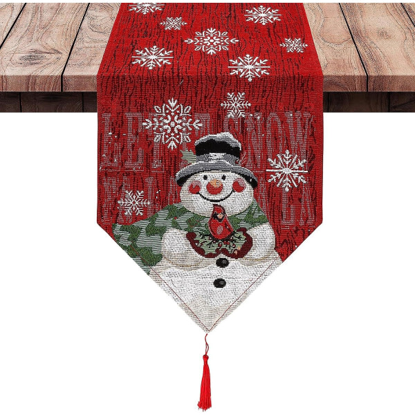 Julebordløper Snowflake Snowman bordløper til juleferie Kjøkken Spisebordsdekorasjon, 1372 tommer