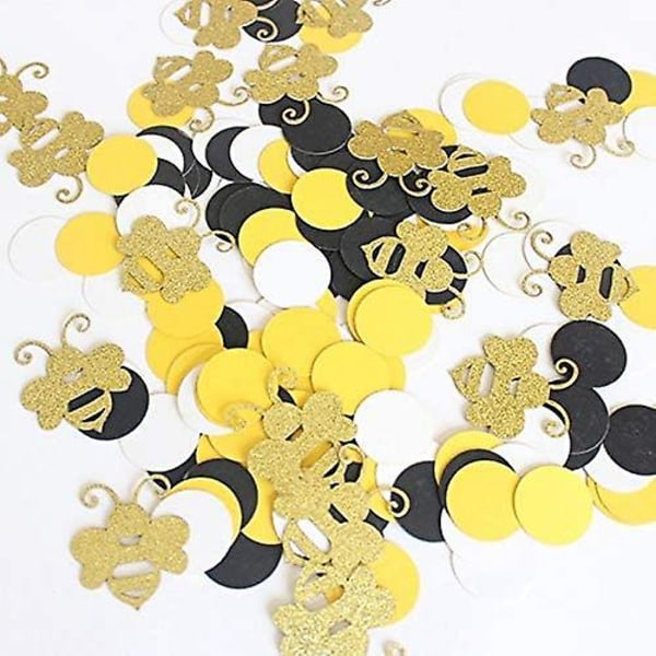 360 stykker Bee Confetti Gull Glitter Bee Confetti Gul Svart Circle Confetti