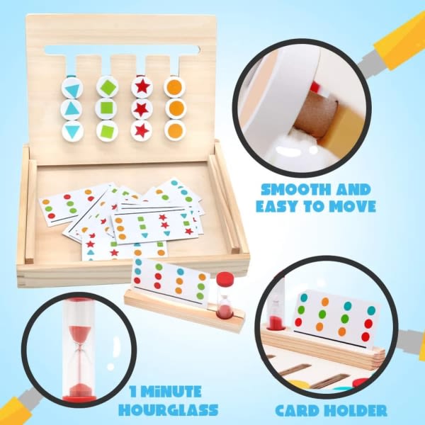 Montessori-lelut puinen palapelien lajittelulaatikko Lasten opetuslelut tiimalasilla 3 4 5 vuotta pojat ja tytöt, (useita tapoja)
