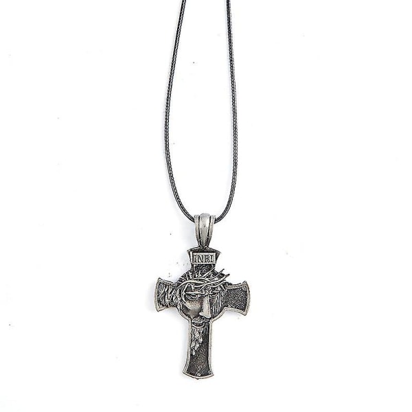 Retro Jesus Cross Face Herrhalsband Handing Fit Religion Halsband för kvinnor
