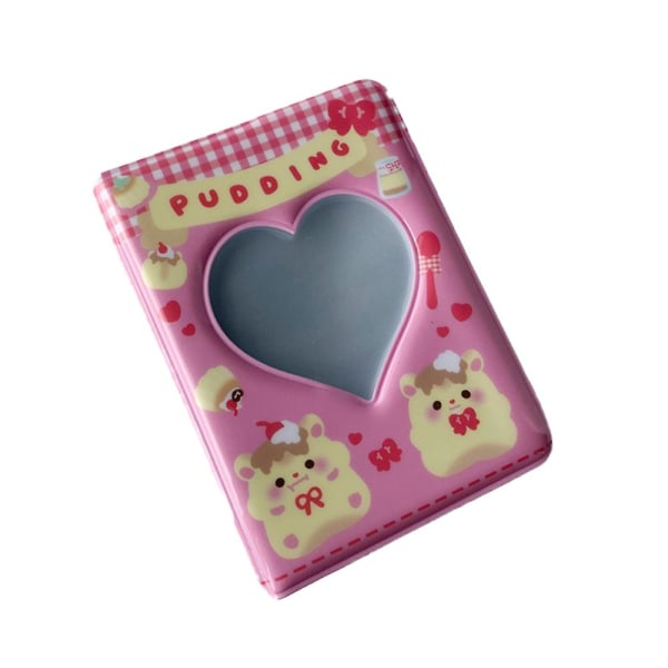 Hållare Love Heart Hollow fotokort ID-hållare 3 tums mini fotoalbum fotokort（Cake Bear）