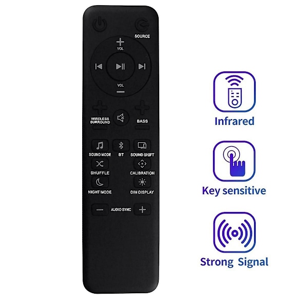 Fjernkontroll for Bar/2.1/3.1/5.1 Bar 2.1 Sound Bar, Bar 3.1 Sound Bar, Bar 5.1 Sound Bar Black