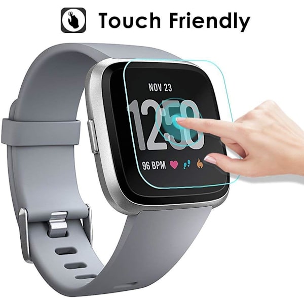 4-pack skärmskydd kompatibelt med Fitbit Versa & Versa Lite (ej för Versa 2), vattentätt härdat glas skärmskyddsskydd för Versa