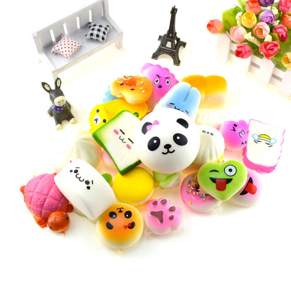 10 stk Kawaii Mini Blødt Brød Squishy Legetøjspakke - Tilfældig Sorti