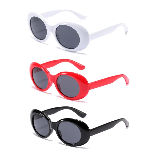 Retro ovale solbriller Clout Goggles Kurt Cobain Vintage Mod tykt stel Rundt objektiv Unisex UV400 beskyttelse