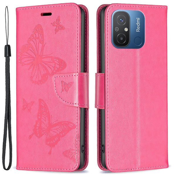 För Xiaomi Redmi 12c 4g Stötsäkert case Pu läder phone case cover med rem