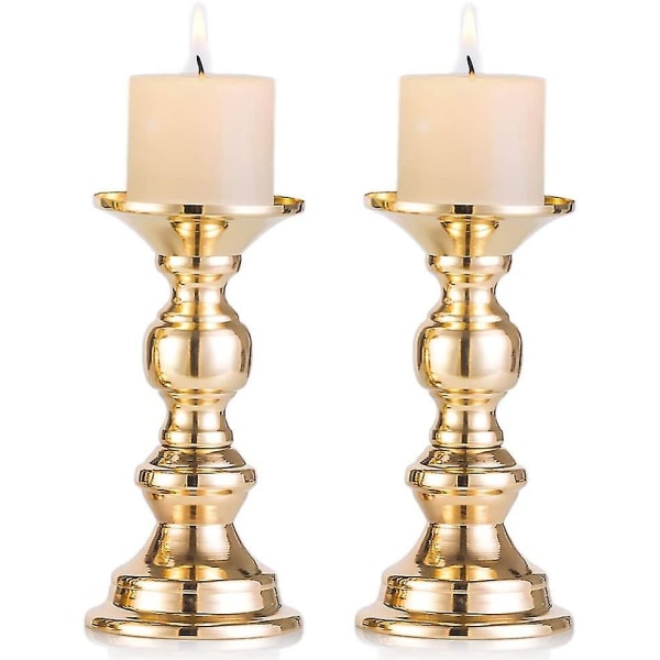 Sæt med 2 lysestage metal søjle lysestager, guld søjle lysestage Bryllup Centerpieces Lysestage til stearinlys Stand Dekoration Idé