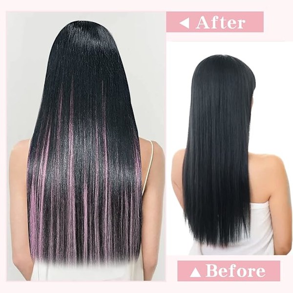 21'' 8 stk Fargede Hår Extensions for Jenter Fest Highlights Fargede Hår Extensions Clip in/on for Jenter og Barn Hårtilbehør (Rosa)