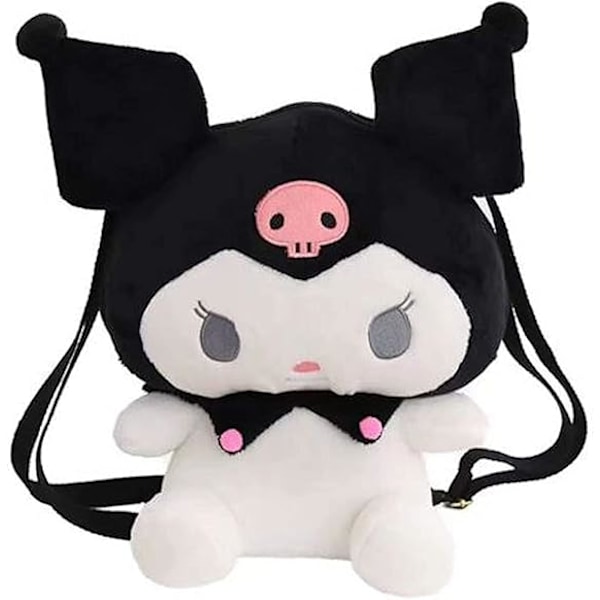 Kuromi plyschväska Cinnamoroll ryggsäck tecknad axelväska anime leksaksväska för animefans (grå, en storlek), svart