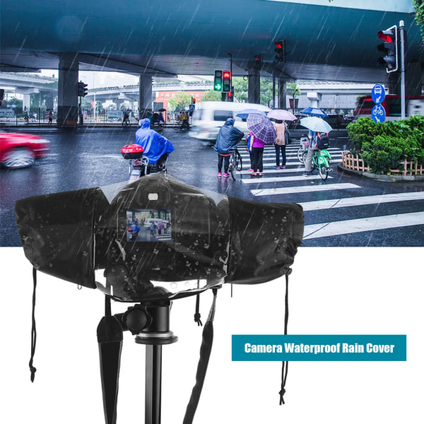 Vanntett deksel for standardkamera Beskyttende regnfrakk for Canon Nikon Sony DSLR-kamera svart