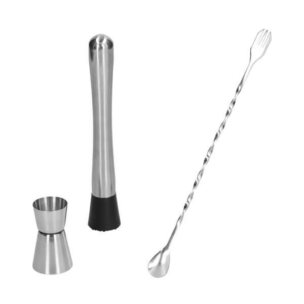 Stainless Steel Cocktail Jigger Muddler Stirring Spoon Set Bar