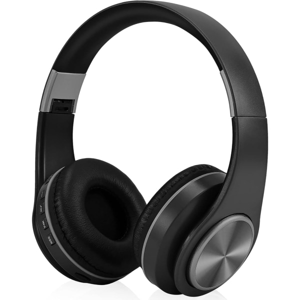 Trådløse over-ear-hodetelefoner, trådløse sammenleggbare stereohodetelefoner Innebygd HD-mikrofon, FM, SD/TF, Deep Bass Lettvekts-headset (svart)