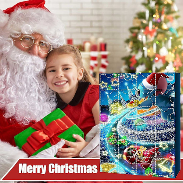 Anime Stitch Julekalender Kompatibel til Børn 24 Dages Jule Nedtælling 24 stk. Tegneserie Legetøj Ornament B Set