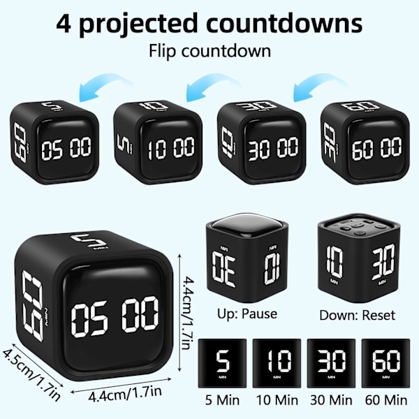 Pomodoro Timer Digital Cube Timer Køkken Timer Køkken Timer Tidsstyring Bruges På Kontor, Studie, Børn, Madlavning, Træning
