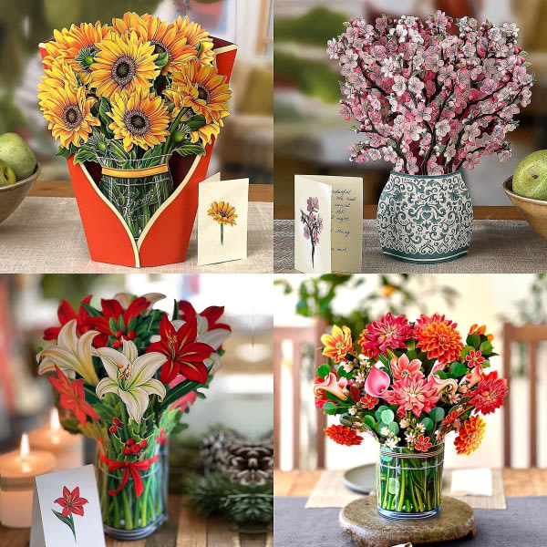 Morsdagsgave pop-up blomsterbukett gratulasjonskort Tulip B