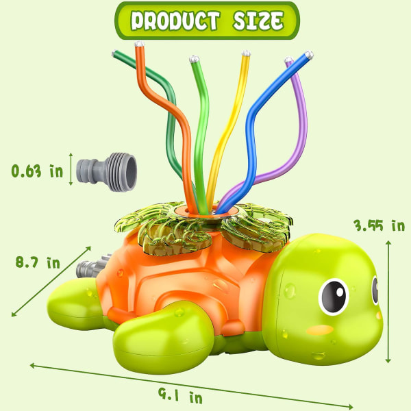 Kids Sprinkler For Yard Game With Wiggle Tubes Spinning Turtle Water For Kids - Splash Moro Activity For Summer