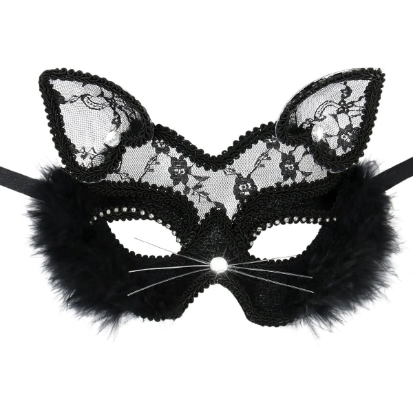 Sexet sort kattemaske Vintage Cosplay Masquerade Party til kvinder