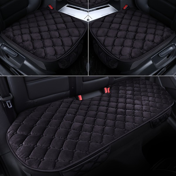 3 st Nya Höst- och Vinter Argyle Varma Bilsäten Kort Plysch Tjocknad Läderkant Gratis Paket Tre-delad Set Bil Universal Sitsdyna 3pcs Red
