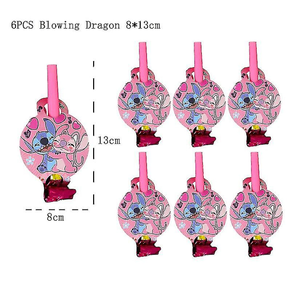 Vaaleanpunainen Stitch -syntymäpäiväjuhlakoriste Lilo ja Stitch -teemaiset astiat Enkeli-ilmapallot Lautaset Kupit Tarvikkeet Lapsille Tytöille Korkealaatuiset