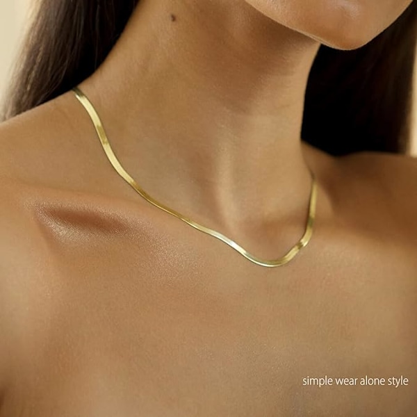 Halsband för kvinnor, Smalt guldhalsband, 14k guldpläterad orm