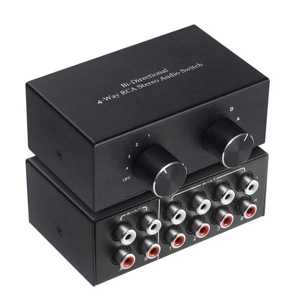 4-veis toveis RCA Stereo Audio Switch 2 Inn 4 Ut eller 4 Inn 2 Ut L/R Jack Audio Kanal RCA Audio Switcher Velger