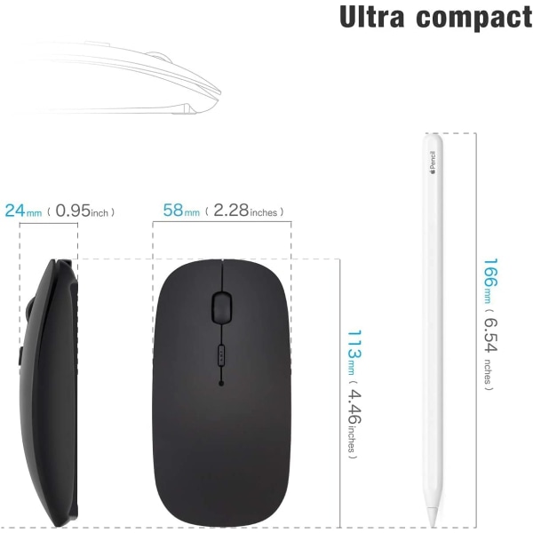 Bluetooth mus Tyst uppladdningsbar trådlös bärbar datormus