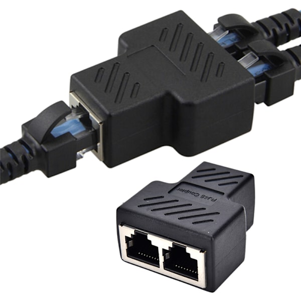 1 till 2 LAN Ethernet Nätverkskabel RJ45 Splitter Plug Adapter