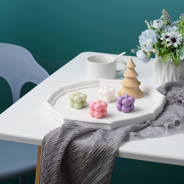 Bubbelstearinljus - 4 Små Söta Ljus Kuber Sojavaxljus, Heminredning Ljus, Doftljus Set 4 Stycken, Hemanvändning och Present (4 Färger Små)