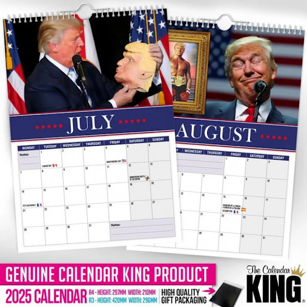 Vægkalender 2025 - Sjov - A3 Størrelse / Skør / Jul / Fødselsdag / Gaveidé / Gave