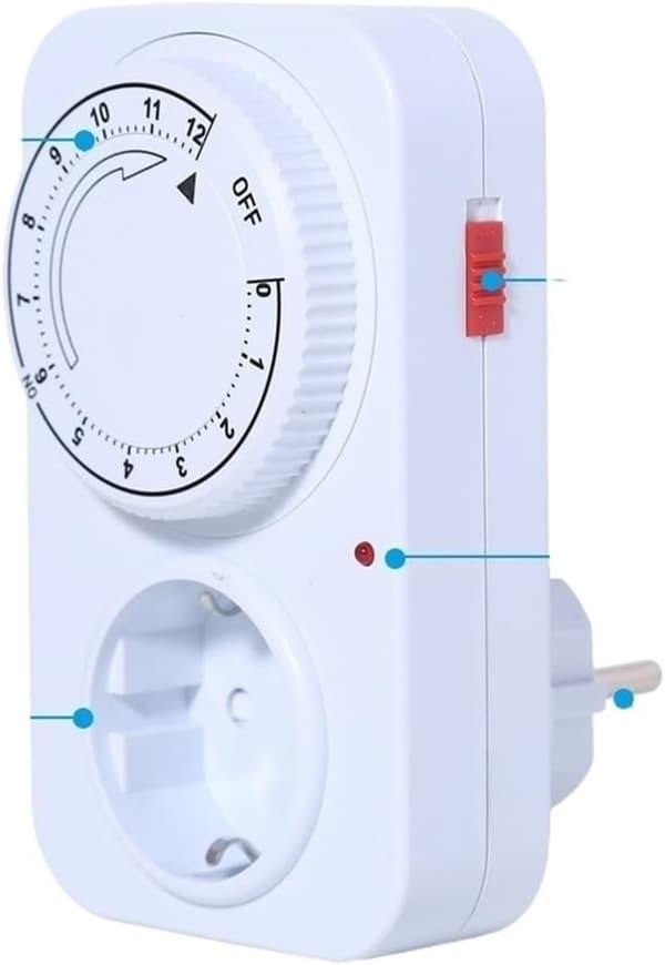 Timer Switch Mechanical Timer Socket 12-Hour Timing Power Off Time Control Switch Power Outlet 16A 3680W Lamp Pump Time Relay