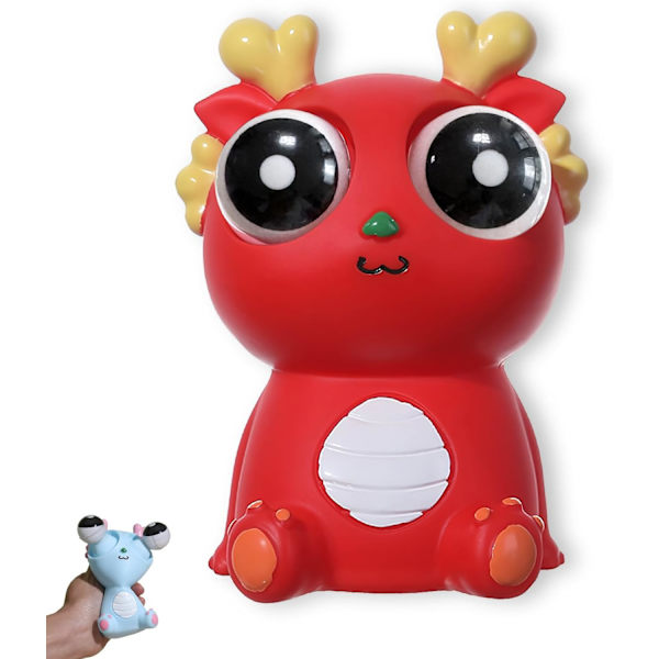 Squeeze Stress Relief Toy Ögonpoppande Drake Rolig Ögonboll Sprängleksaker Pop Out Eyes Leksak för Födelsedagspresenter, Fest, Perfekt Present för Alla Tillfällen (Röd) Red