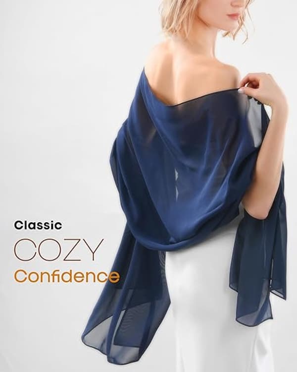 Dame Chiffon Sjal - Elegant Aften Stola - Blødt Slør Til Bryllup, Fest & Formelle Begivenheder - Brækket Hvid L Størrelse Gebroken wit