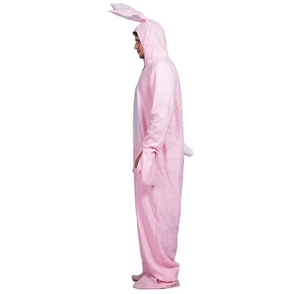 Vaaleanpunainen Kanin Puku Miehille ja Naisille, Eläimen Kokopuku Pyjama Halloweeniin ja Jouluun, Yksikokoinen Kigurumi
