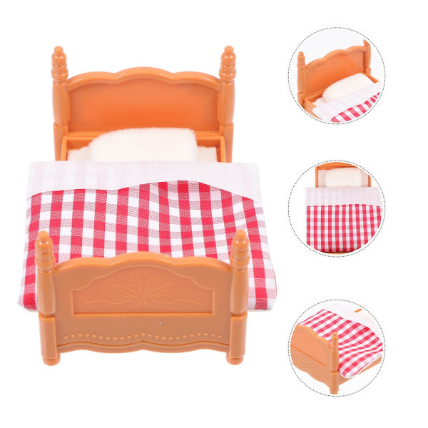 Set DIY Mini House Mini Bed Mini Huonekalut Sisustus Olohuone Stage Layout Sisustus（9,5X6cm，vaaleanpunainen）