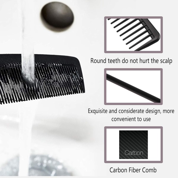 Antistatisk frisörkam, Carbon Comb, Carbon Fiber Hair Com