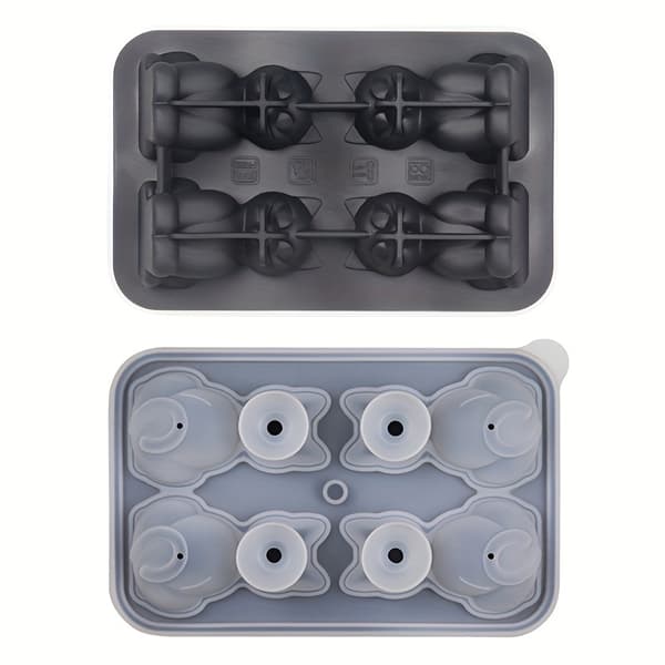 3D Katt Silikon Isbitsform, 4 Tecknade Kattunge Isbrickor i En Black