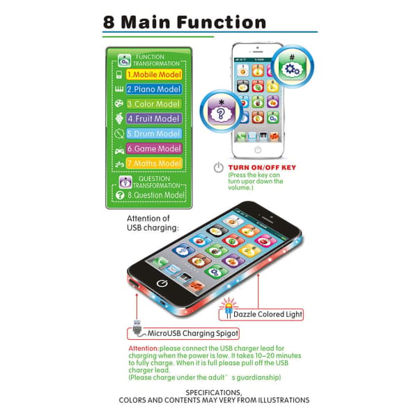 Baby Smart Touch Screen Mobiltelefon Leke Hvit