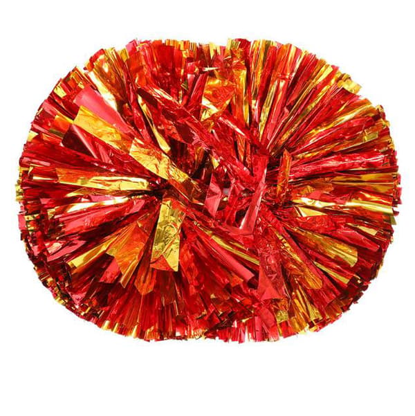 2 stk. Metalliske Pompomer til Cheerleading red gold