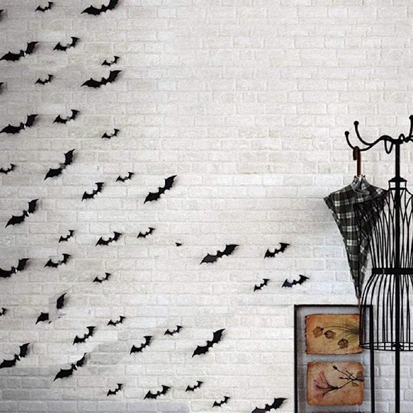 84 Halloween Bat Dekaler Väggkonst 3D Dekaler Festtillbehör Halloween