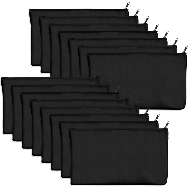 15-pack Craft bomullspåsar med blixtlås Kosmetisk förvaringsväska (svart, 21 X 13 cm)
