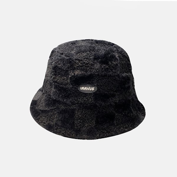Lammeplys Fiskerhat Fleece Ternet Spand Spand Vinter Col Black
