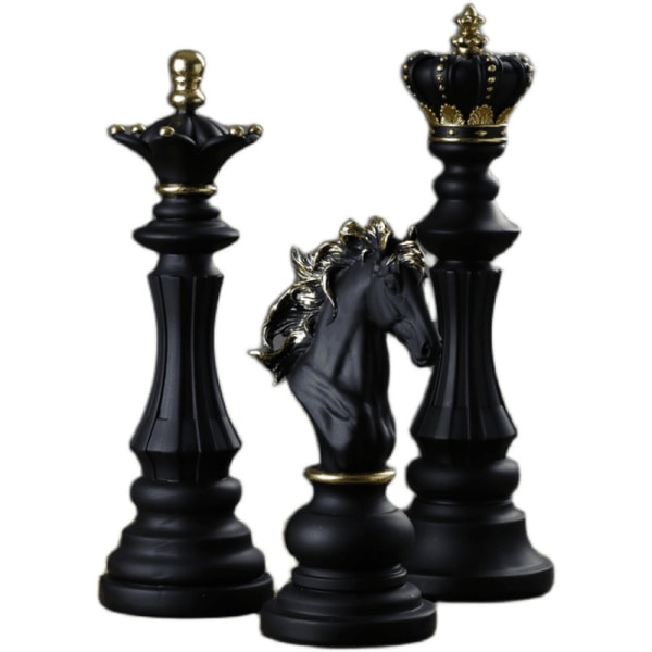 Skak King Queen Knight Resin Crafts International Chess Statue Skulptur