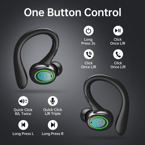 Trådløse øretelefoner, 60H afspilning Bluetooth 5.3 hovedtelefoner, støjreducerende trådløse hovedtelefoner
