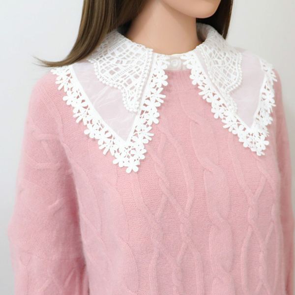 Kvinnors Krage Krage Falsk Krage Ihålig Blomspets Chiffon Halv Blus Dickey