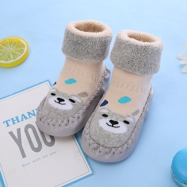 2 par halkfria babysockor vinter varma tofflor flicka pojke föd