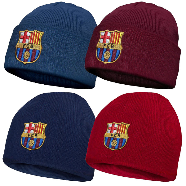 FC Barcelona Kids Hat Stickad Bronx Beanie OFFICIELL Fotbollspresent Marinblå Bea Navy Blue Beanie One Size