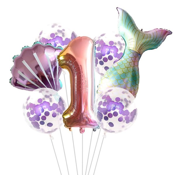 Baby ensimmäisen syntymäpäivän ilmapallot numero 1 ilmapallot kuoripallot violetit ilmapallot 1. syntymäpäivän koristeet (88 x 51 cm, erilaisia ​​värejä)