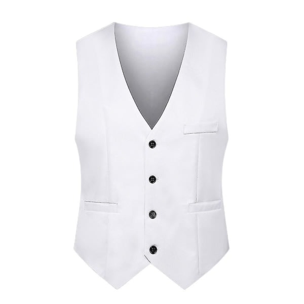 Single Breasted Enkel Breasted vest for menn Formell forretningsvest hvit M