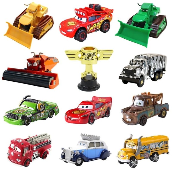 Disney Pixar Cars 2/3 Lightning McQueen Piston Cup Frank Carking Mater 1:55 Painevalettu metalliseos malliauto lapsille joululahja 4