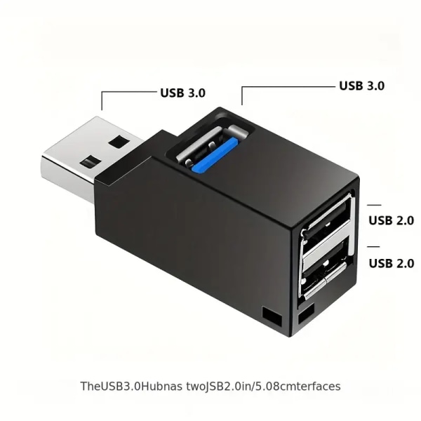 USB 3.0 HUB Adapter Extender Mini Splitter Box 1 til 3 Porte Høj Hastighed USB 2.0